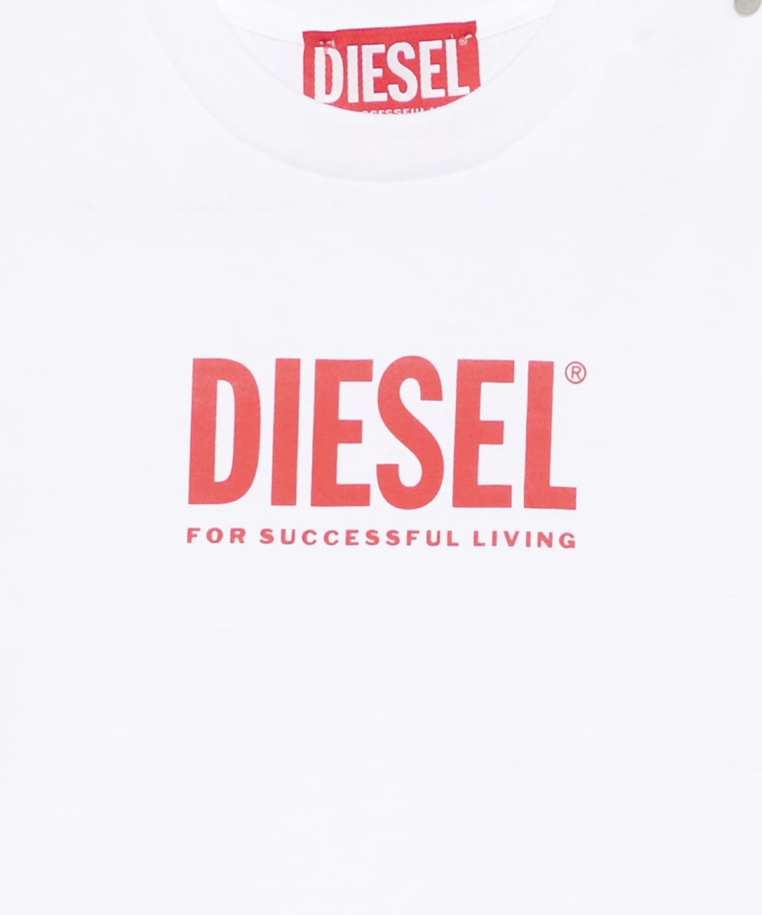 Diesel Kids T-Shirt Bianco con Logo Rosso Unisex