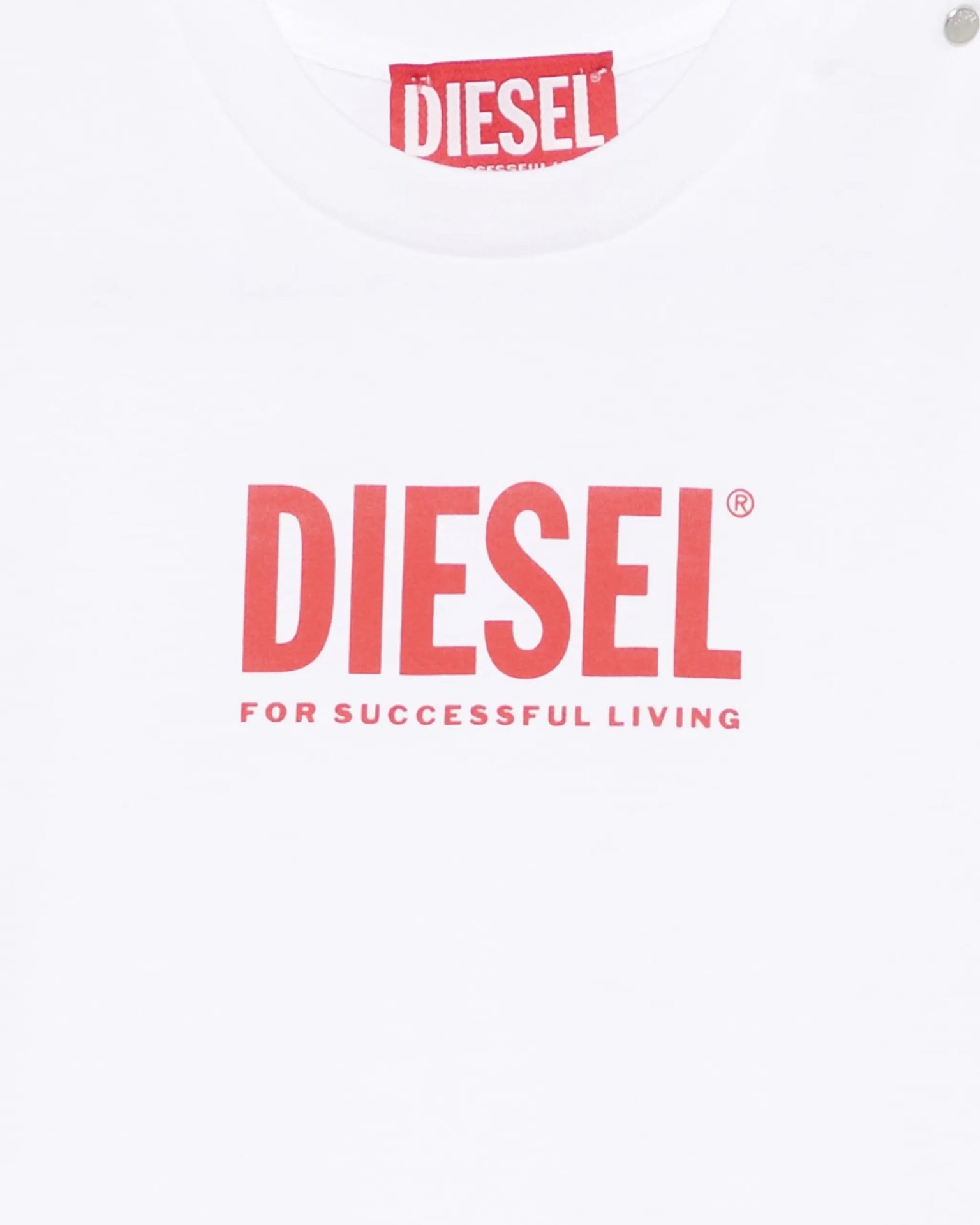 Diesel Kids T-Shirt Bianco con Logo Rosso Unisex