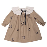 Barcellino Kids Abito Beige con Brillantini Fiori Nero per Neonate