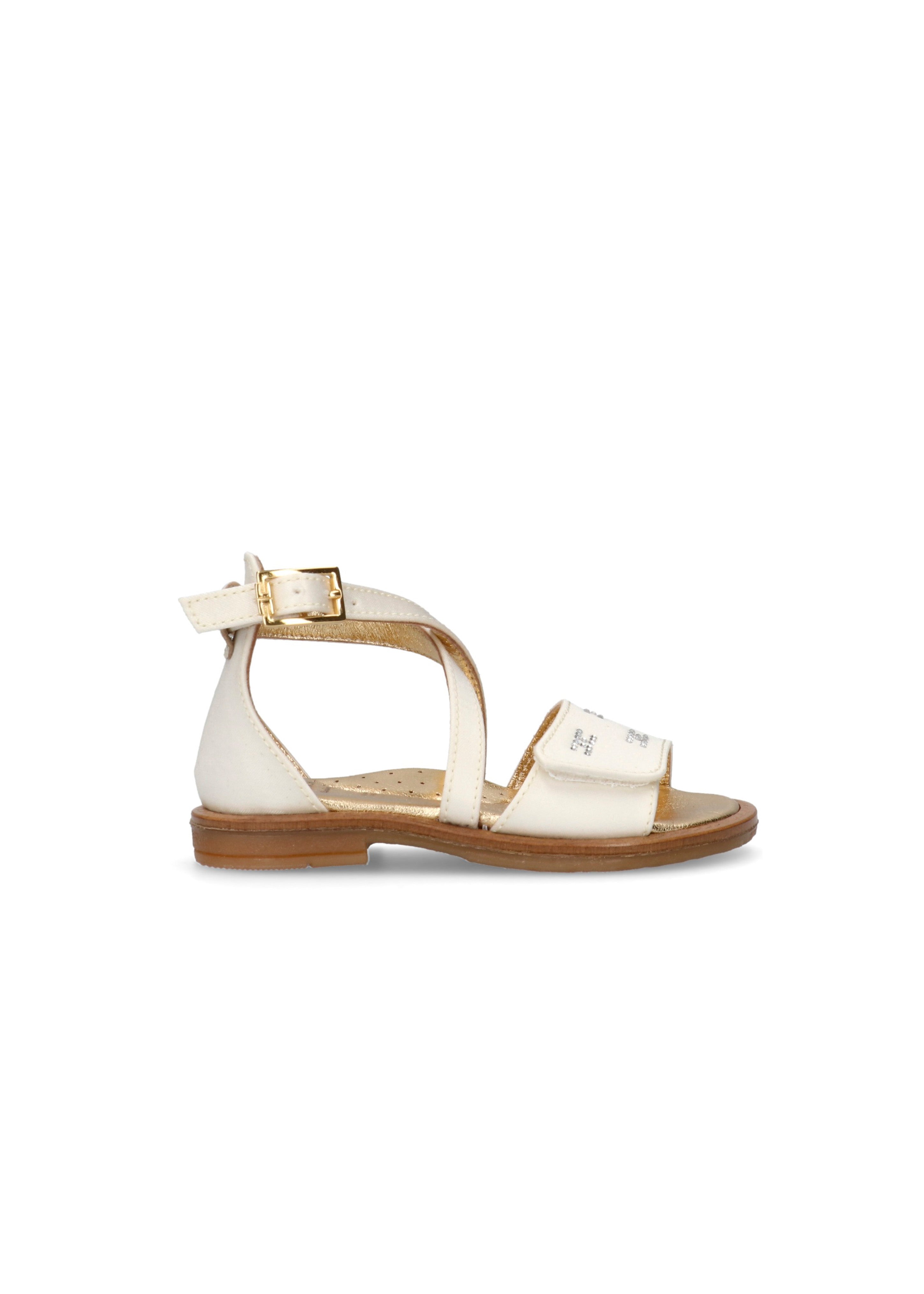 Elisabetta Franchi La Mia Bambina Sandalo Avorio Incrociato con Strass per Neonate