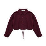 Vicolo Kids Camicia Bordeaux Cropped Regolabile per Bambine