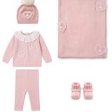 Marlù Completo+Cappello+Scarpina+Coperta Rosa e Vaniglia per Neonate