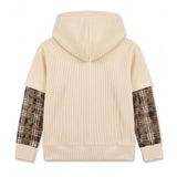 Yes London Kids Felpa Beige a Costine Doppia Manica con Fantasia per Bambini