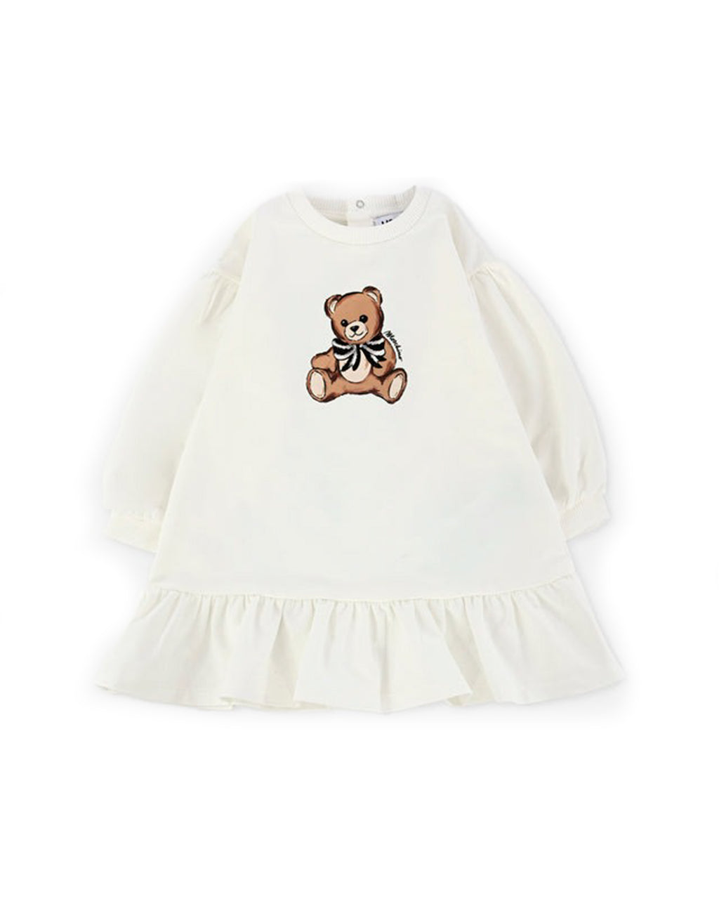 Moschino Kids Abito Panna con Volant con Teddy per Neonate