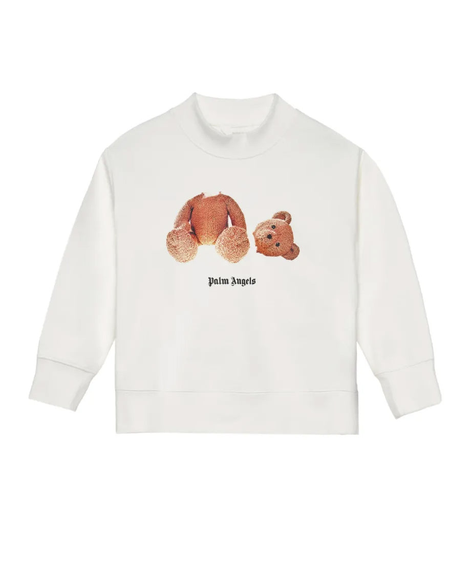 Palm Angels Kids Girocollo Bianco con Stampa Teddy per Bambini