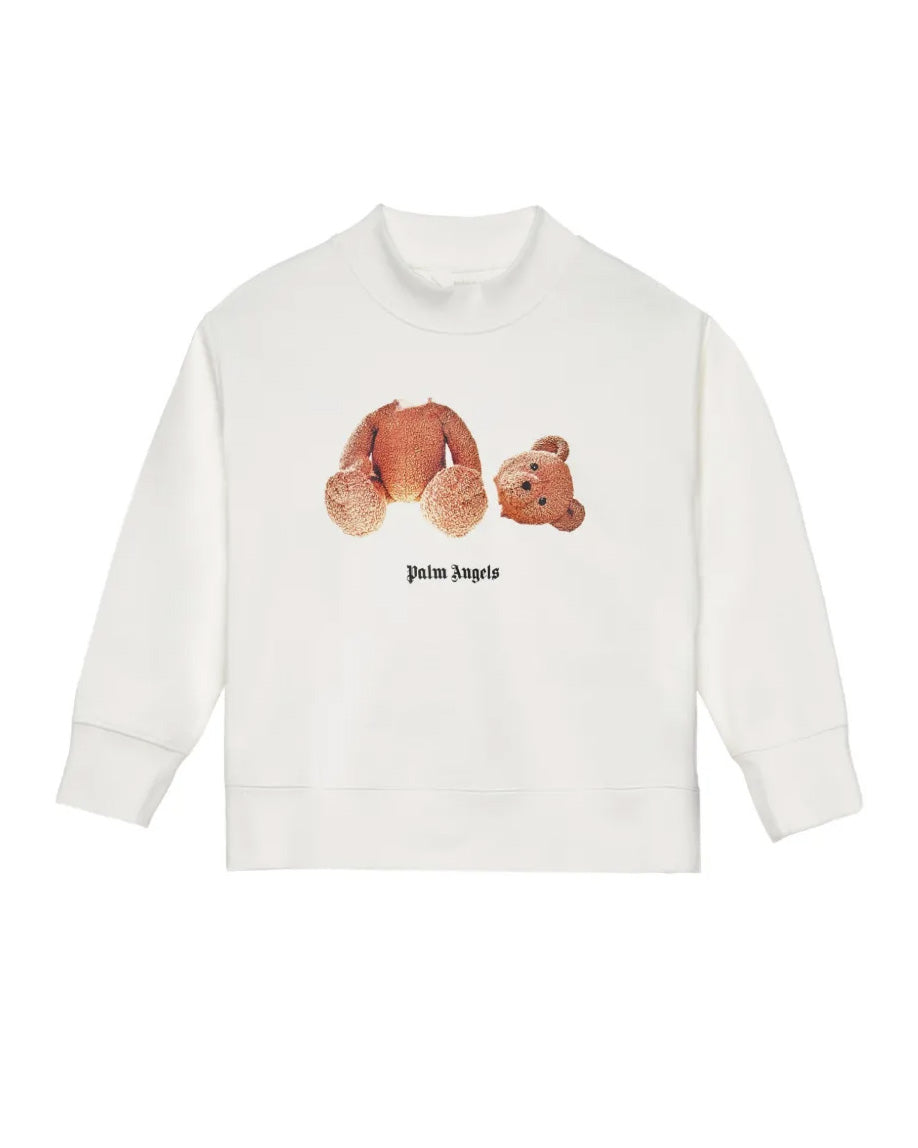 Palm Angels Kids Girocollo Bianco con Stampa Teddy per Bambini
