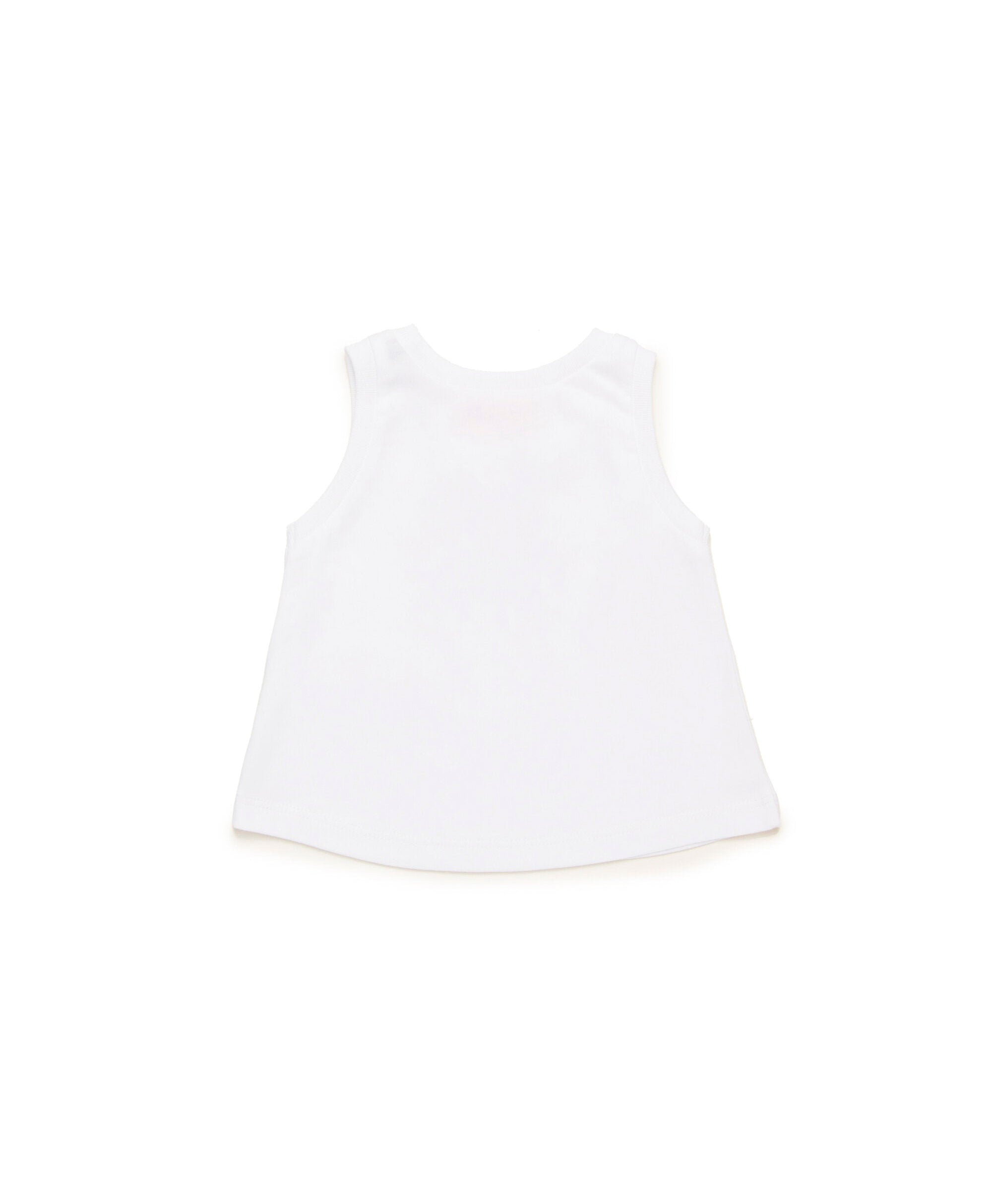 Diesel Kids Canotta Bianca con Oval D per Neonate