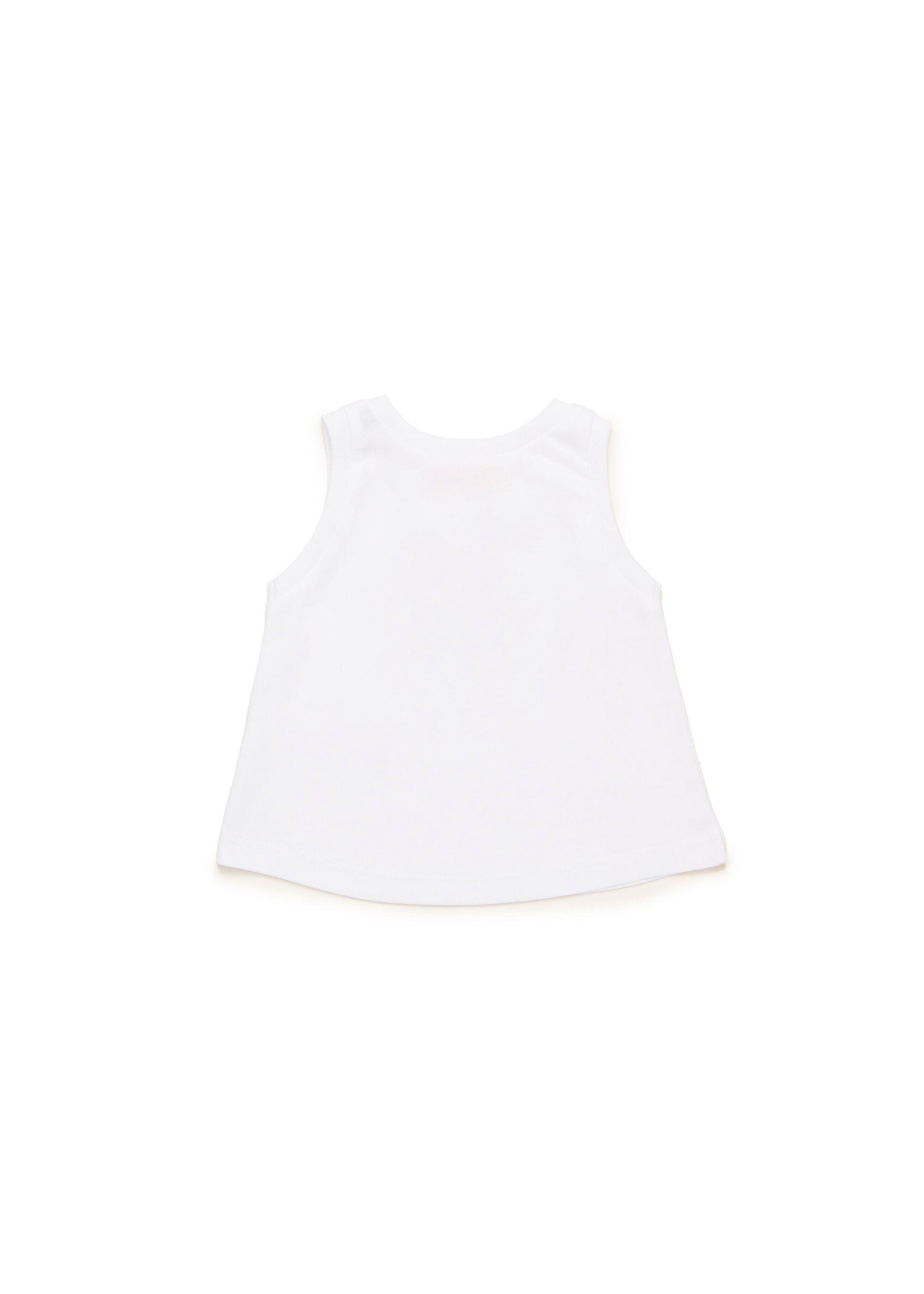 Diesel Kids Canotta Bianca con Oval D per Neonate
