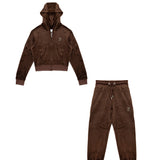 Juicy Couture Kids Set 2pz di Tuta Brown con Logo e Scritta in Strass per Bambine