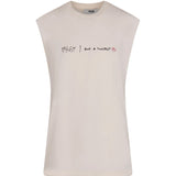 Msgm Kids Canotta Crema con Stampa Logo per Bambine