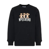 Moschino Kids Felpa Nera con Logo Teddy Bear per Bambini