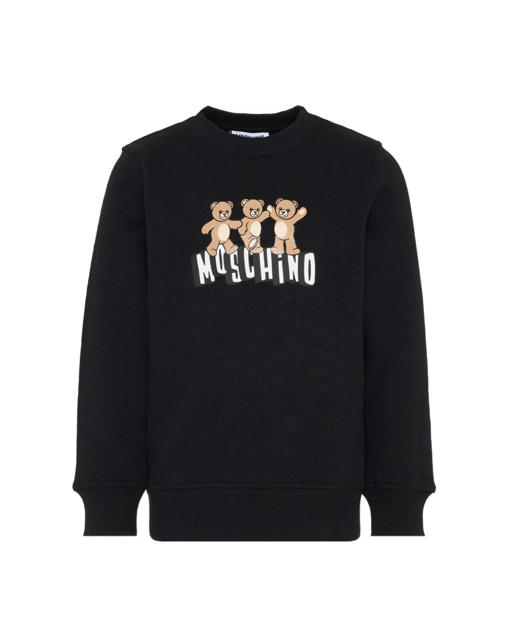 Moschino Kids Felpa Nera con Logo Teddy Bear per Bambini