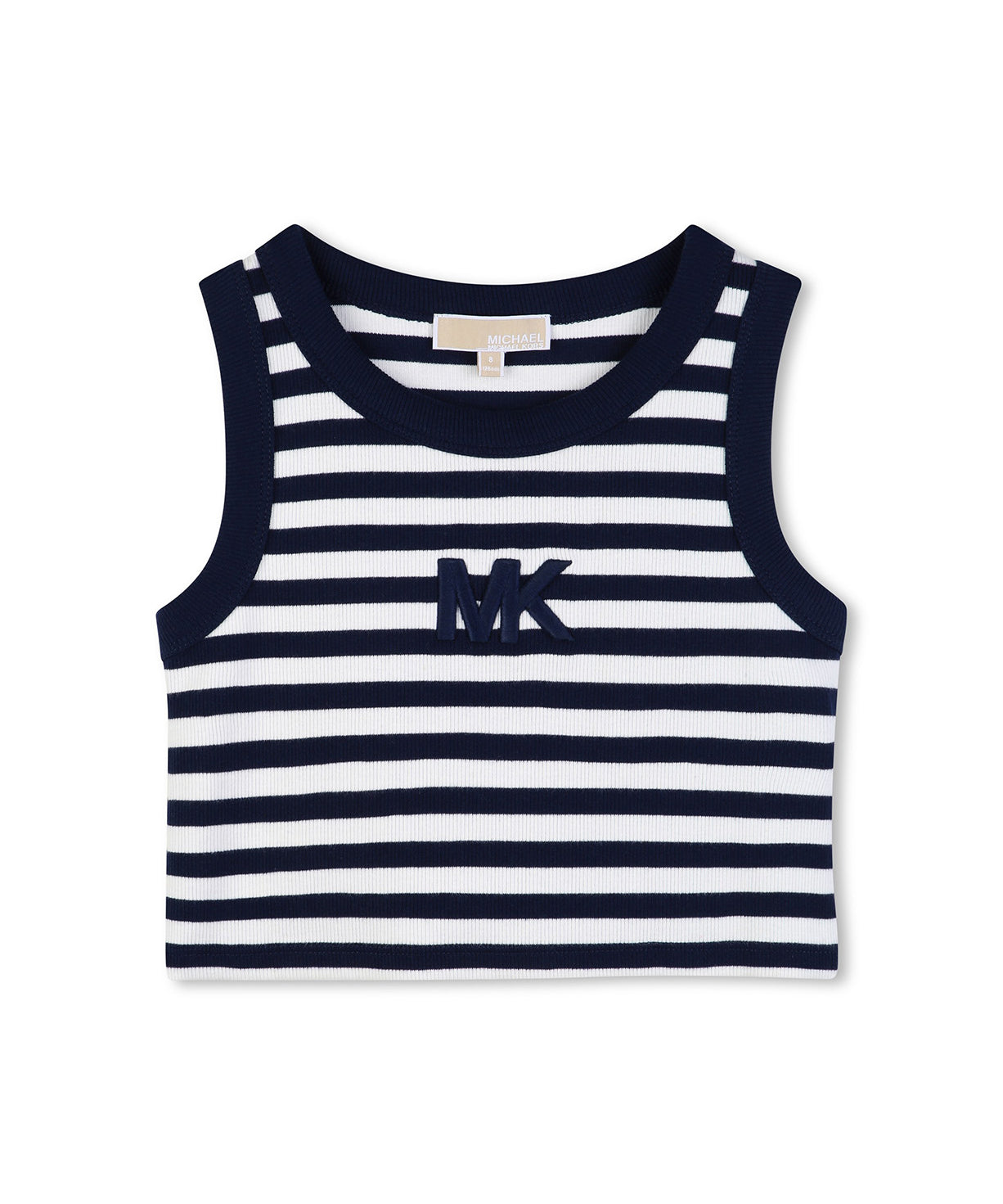 Michael Kors Kids Canotta Blu Marino a Strisce Bianco con Logo Ricamato per Bambine