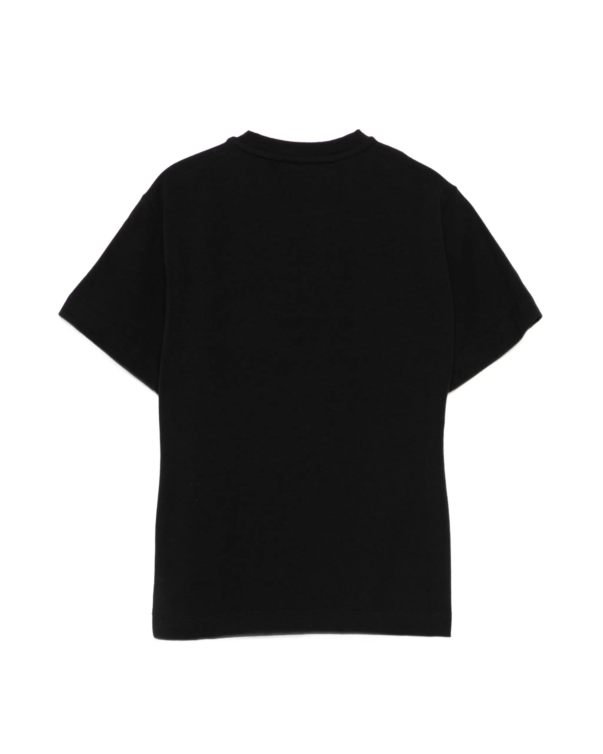 Elisabetta Franchi La Mia Bambina T-shirt Nera con Logo Effetto Metallico Oro per Neonate