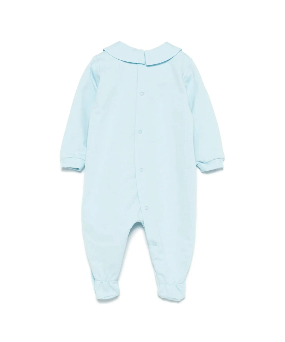 Moschino Kids Tutina Celeste con Logo Teddy Bear per Neonati (retro)