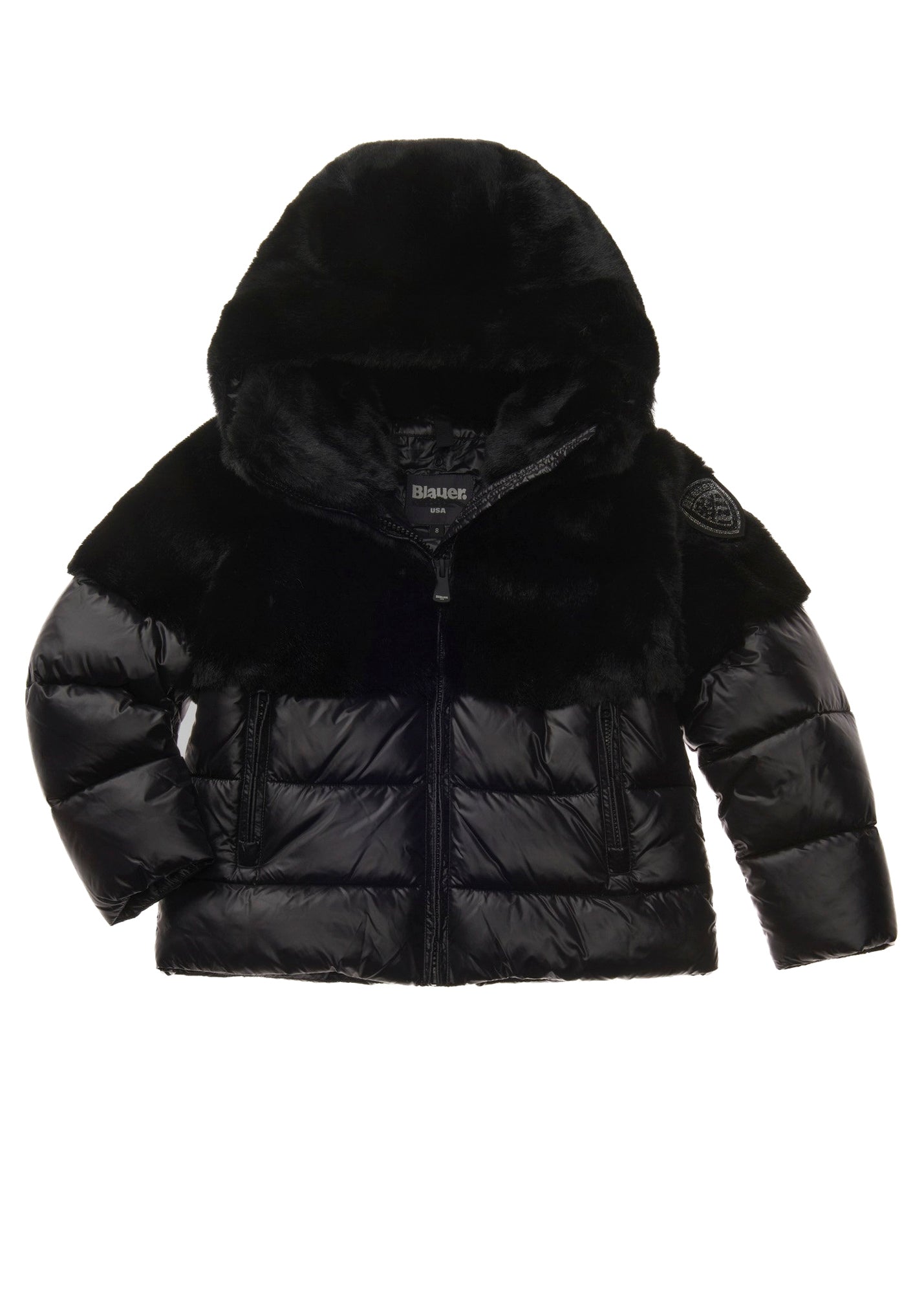 Blauer Kids Giubbino Nero con Fur per Bambine