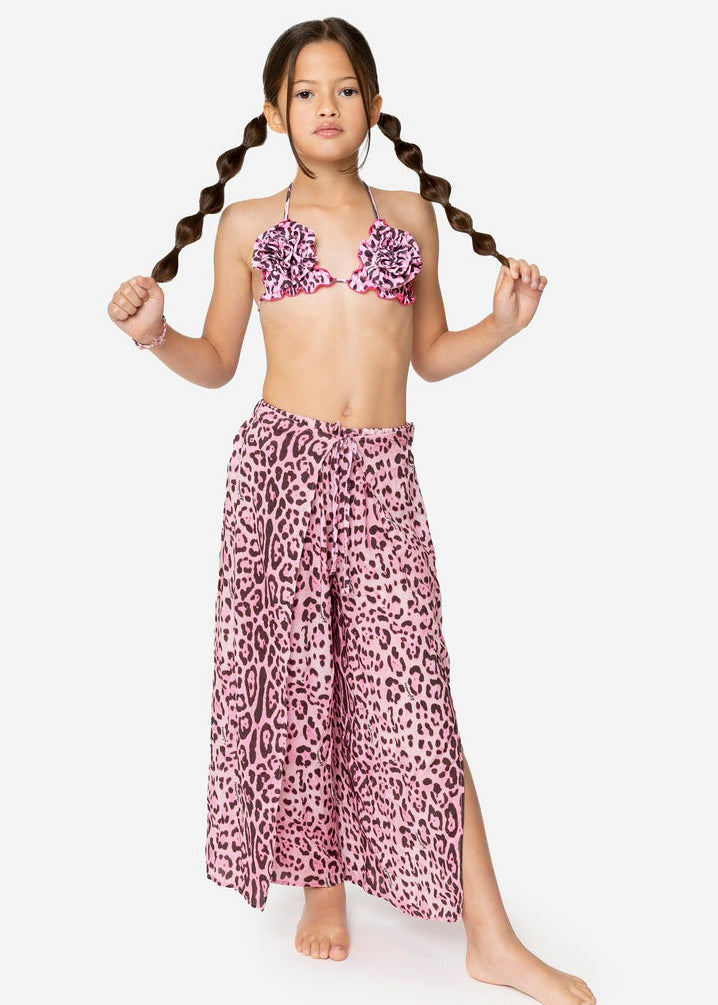 4GIVENESS Pink Spotted Print Swimsuit Pants Cover Up for Girls