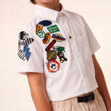 Barrow Kids Camicia Off-White con Ricami Unisex