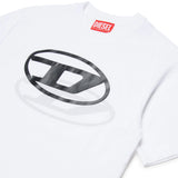 Diesel Kids T-shirt Bianca con Doppia Stampa Logo Unisex per Bambini