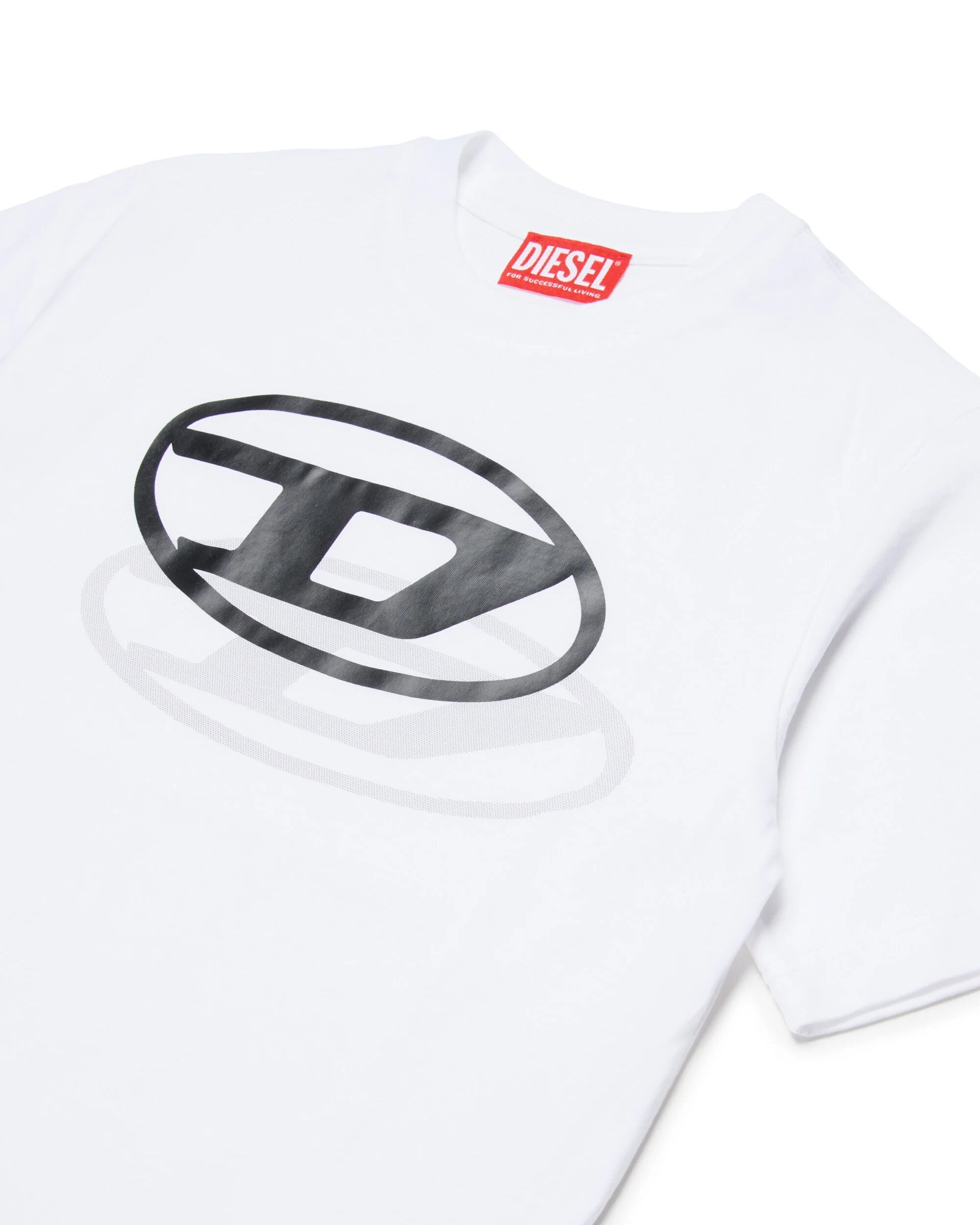Diesel Kids T-shirt Bianca con Doppia Stampa Logo Unisex per Bambini