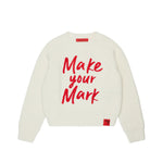 MAX&Co. Kids Maglione a Coste Panna con Scritta Rossa Make Your Mark Ricamata per Bambine