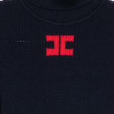 Elisabetta Franchi La Mia Bambina Maglia Dolce Vita Blu Notte con Logo Rosso per Bambine