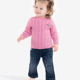 Diesel Kids Pink Cable Knit Sweater for Baby Girls
