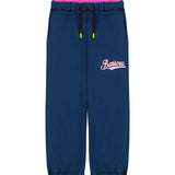 Barrow Kids Pantaloni Blu con Coulisse e Logo Rosa per Bambine