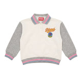 Diesel Kids Polo in Felpa Panna e Grigia con Patch Logo per Neonate