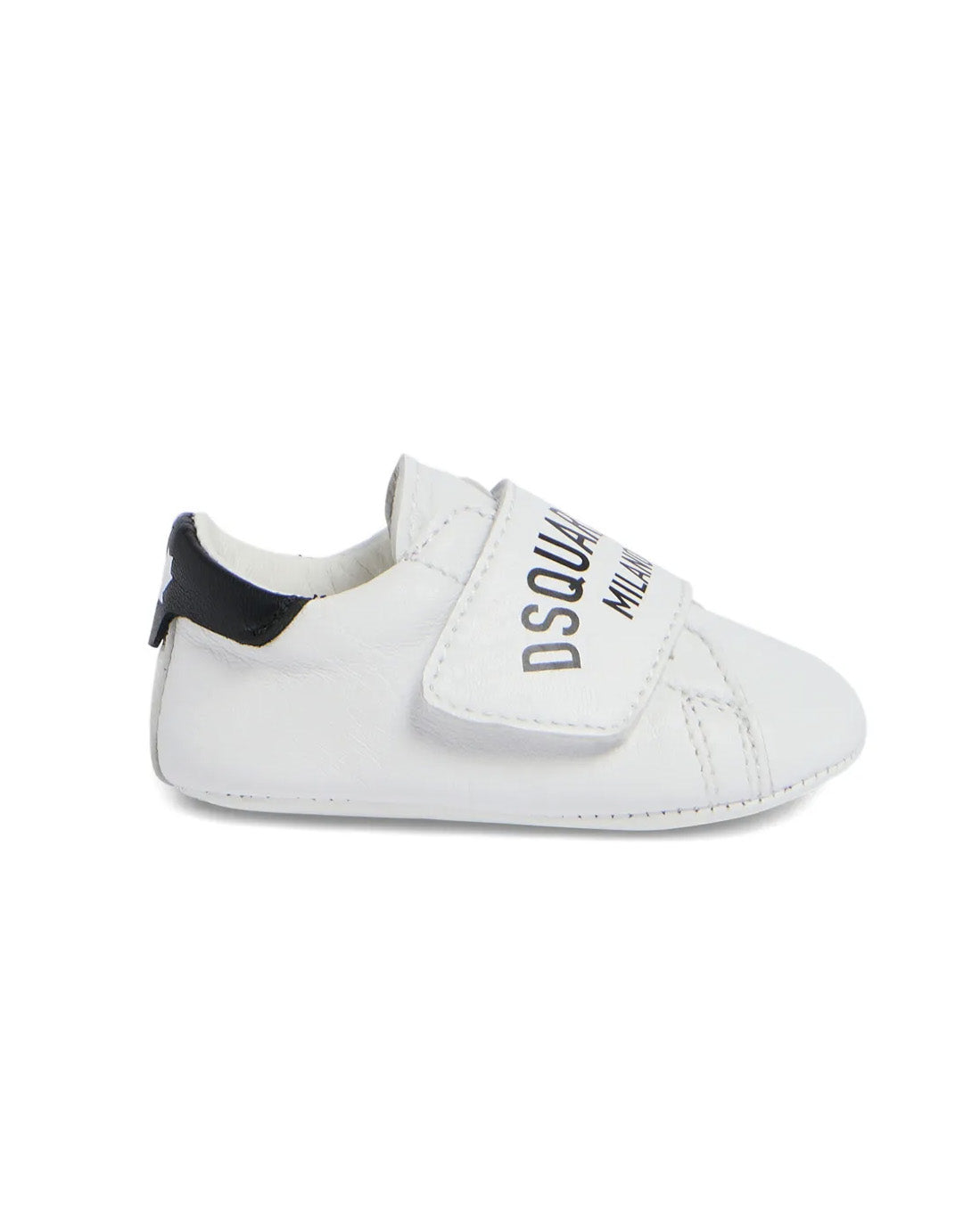 Dsquared2 Kids Sneakers Bianco con Chiusura a Strappo e Logo per Neonati