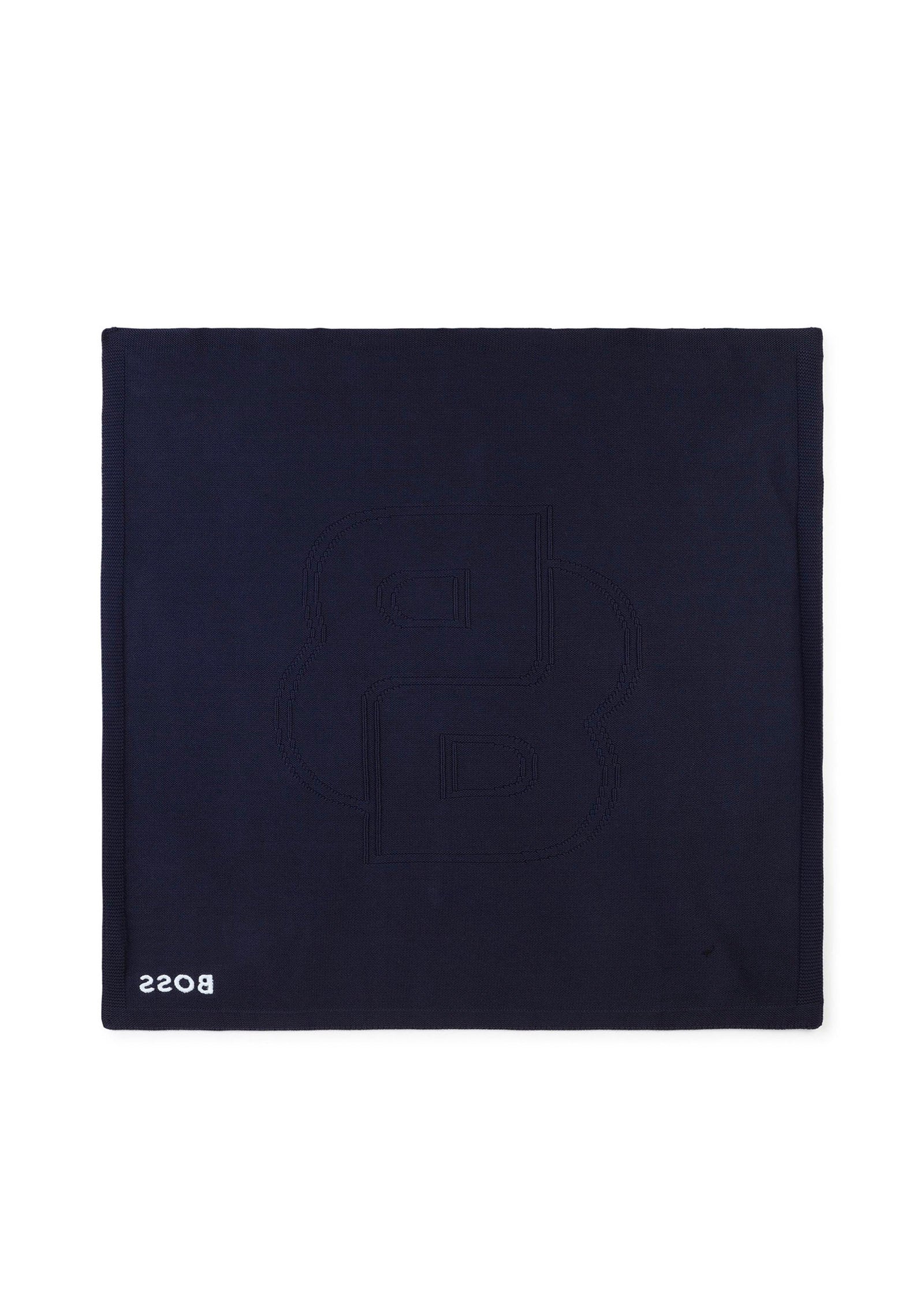 Boss Kids Coperta Blu con Intarso Logo per Neonati (retro)