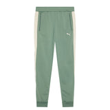 Puma Kids Pantalone di Tuta Verde con Fascie Beige Laterali Unisex per Bambini
