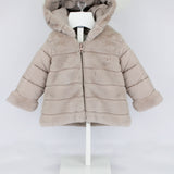 Minibanda Cappotto Tortora in Pelliccia con Zip per Neonate