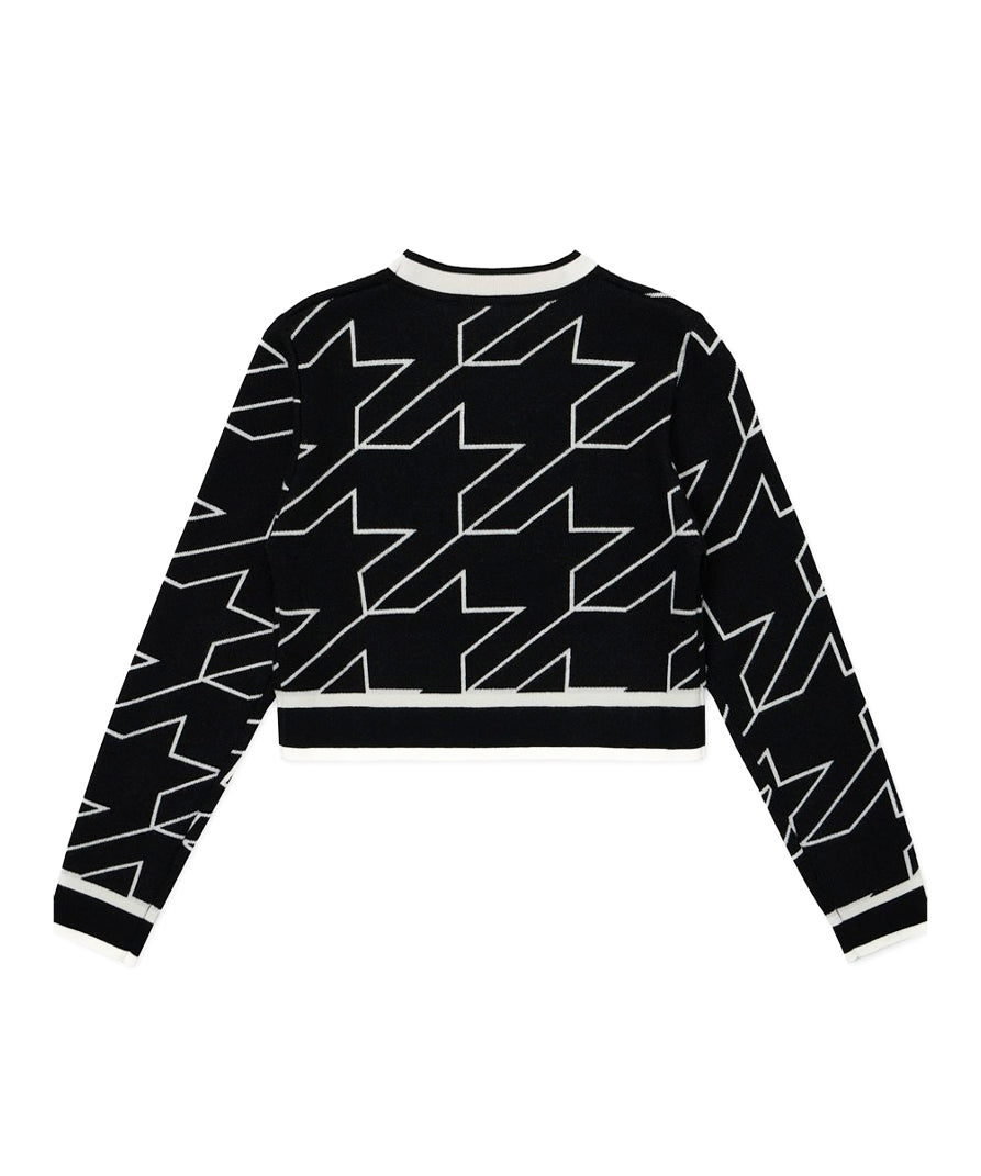 Iceberg Kids Maglione Nero Crop Pied-de-Poule per Bambine (retro)