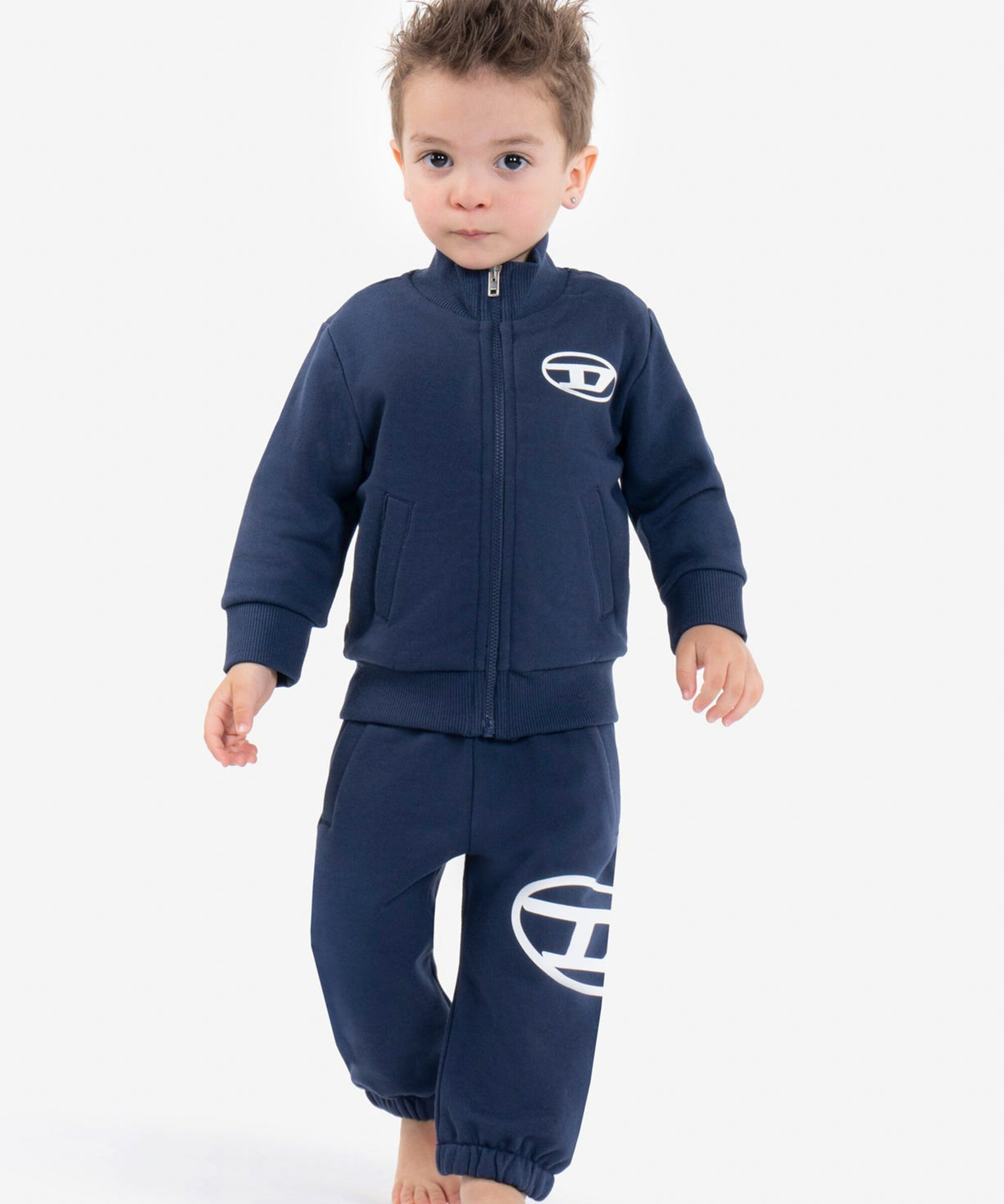 Diesel Kids Pantaloni Jogger Blu con Stampa Logo Oval D per Neonati