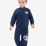 Diesel Kids Pantaloni Jogger Blu con Stampa Logo Oval D per Neonati