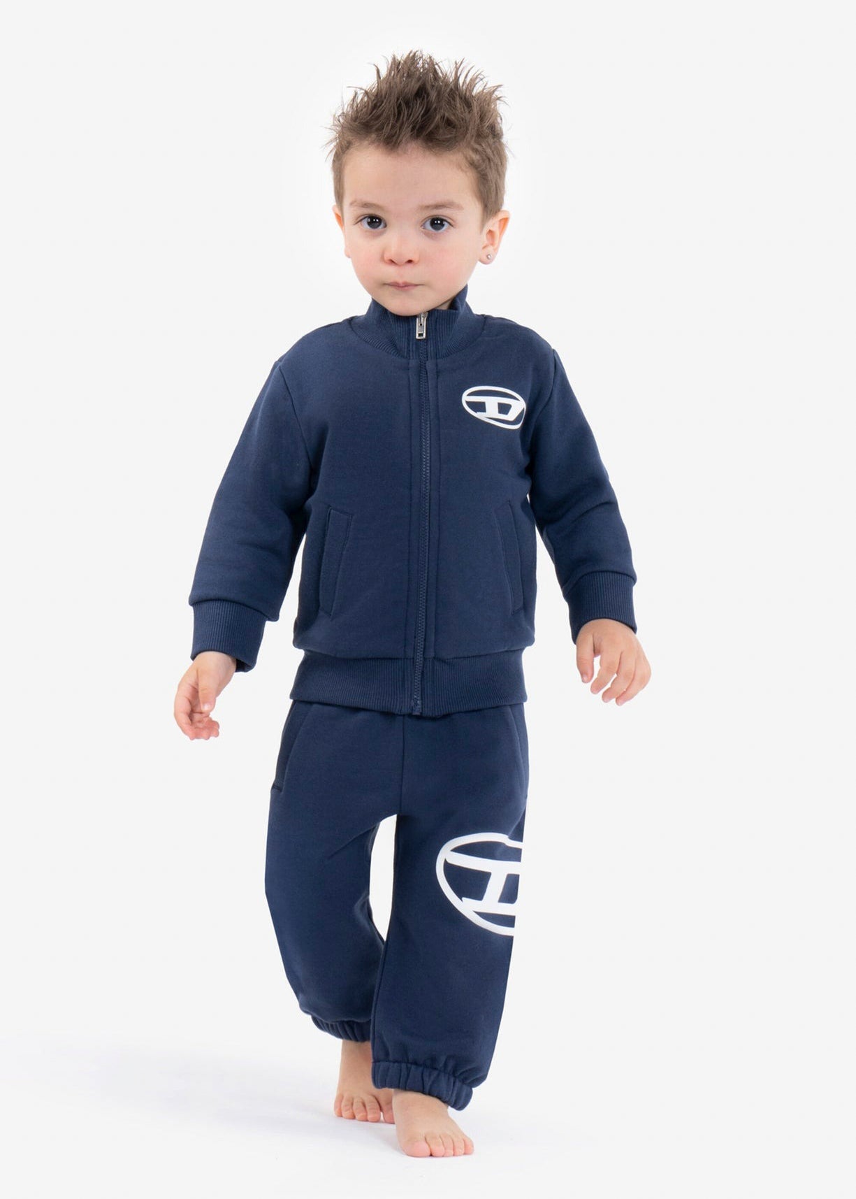 Diesel Kids Pantaloni Jogger Blu con Stampa Logo Oval D per Neonati