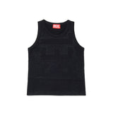 Diesel Kids Canotta Nera con Applicazioni Strass con Logo in Negativo per Bambini