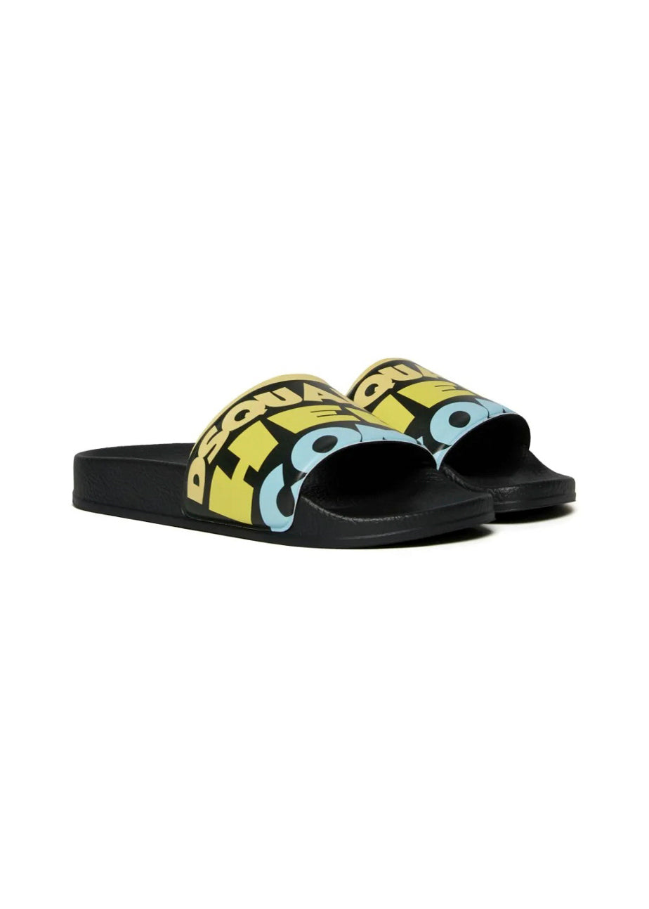 Dsquared2 Kids Ciabatta Nera/Multicolor per Bambini