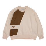 Yes London Kids Felpa Crema  Girocollo con Riporti in Lana per Bambini