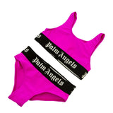 Palm Angels Kids Costume Fucsia con Fasce Logate per Bambine