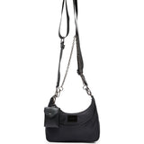 MSGM Kids Borsa in Nylon Nero con Tracolla e Targhetta Logo per Bambine