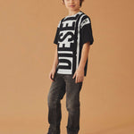 Diesel Kids T-shirt Nera/Bianca con Logo Interrupted per Bambini 