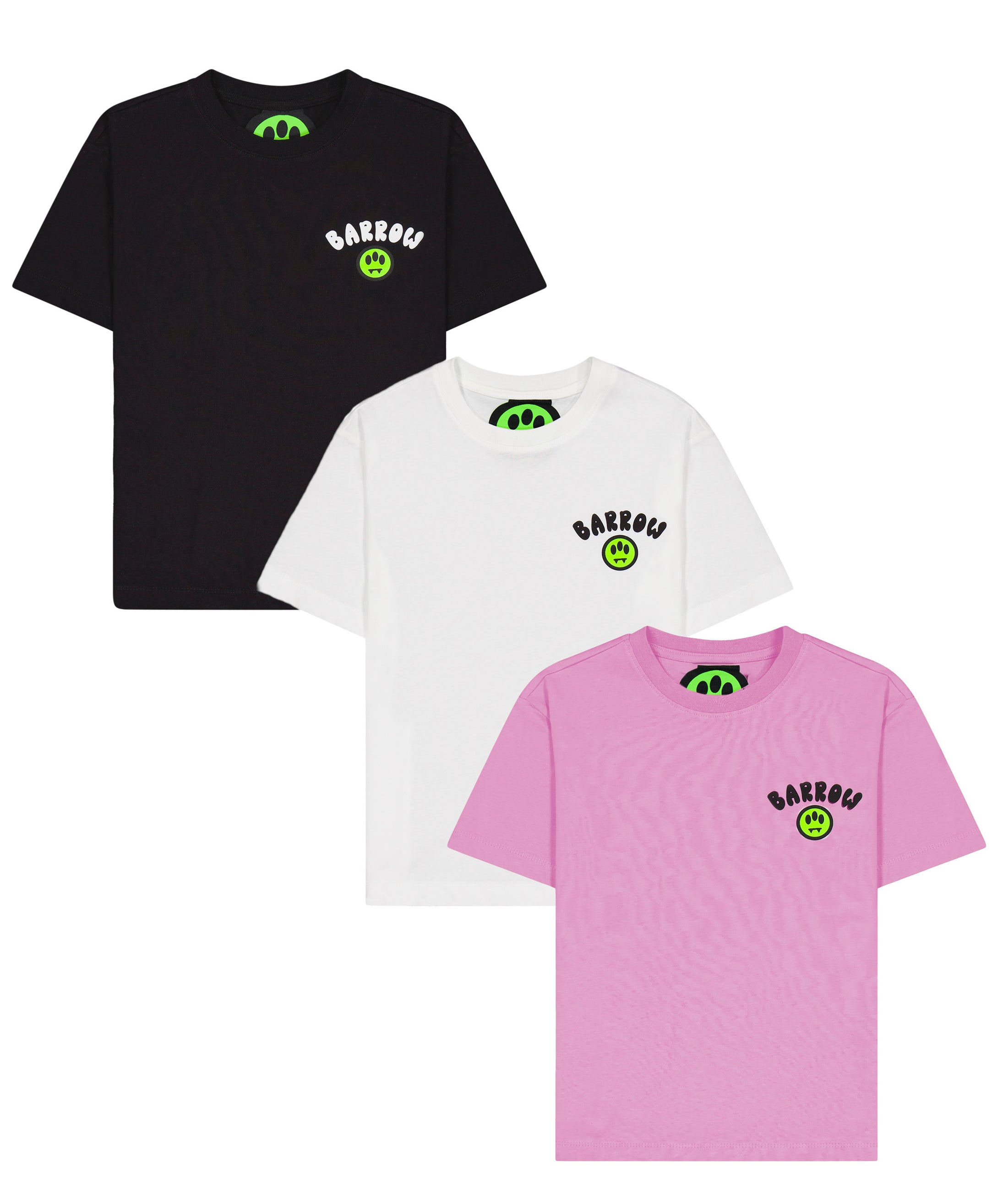 Barrow Kids T-shirt Set Nero/Bianco/Rosa con Smile per Bambine
