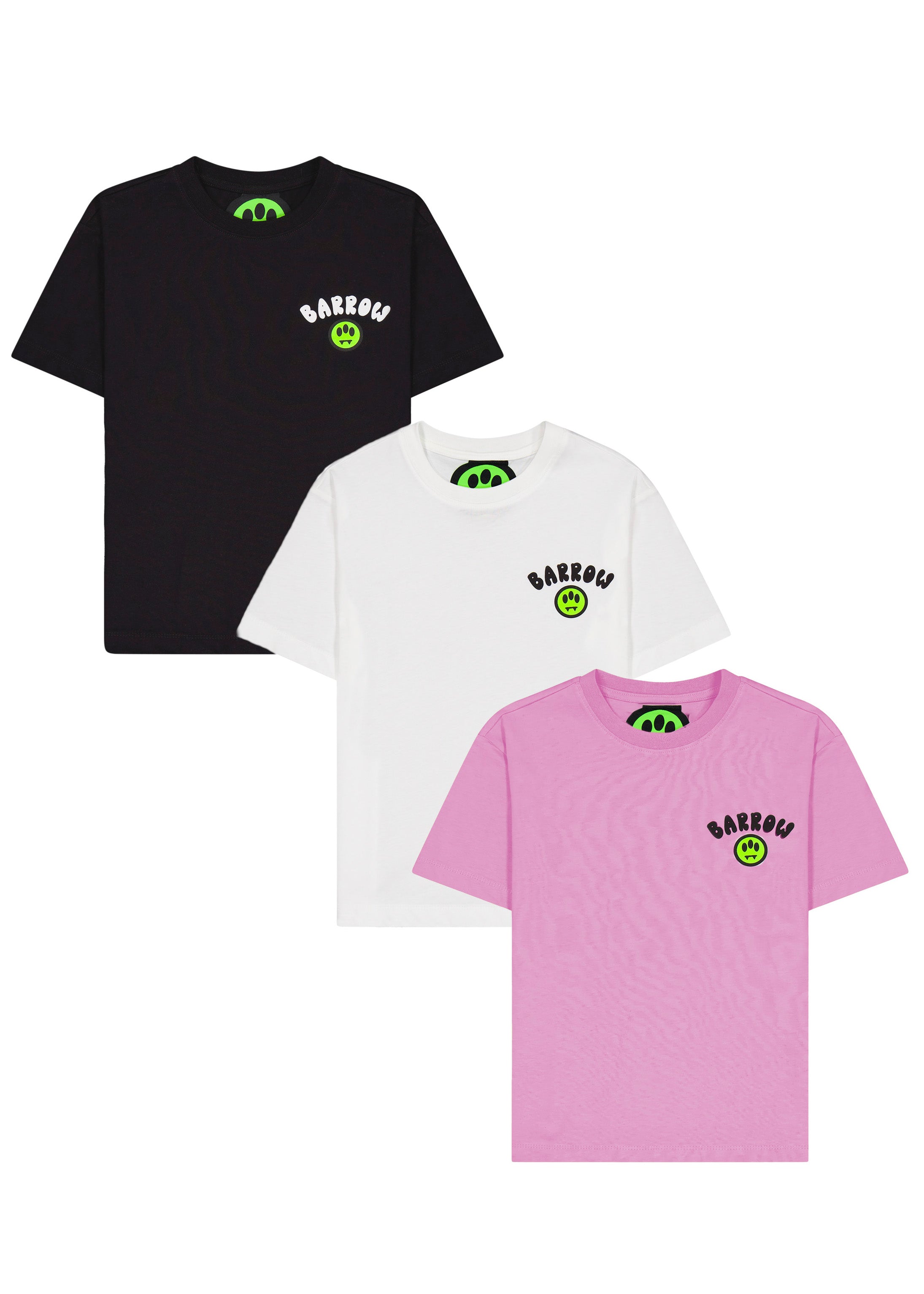 Barrow Kids T-shirt Set Nero/Bianco/Rosa con Smile per Bambine