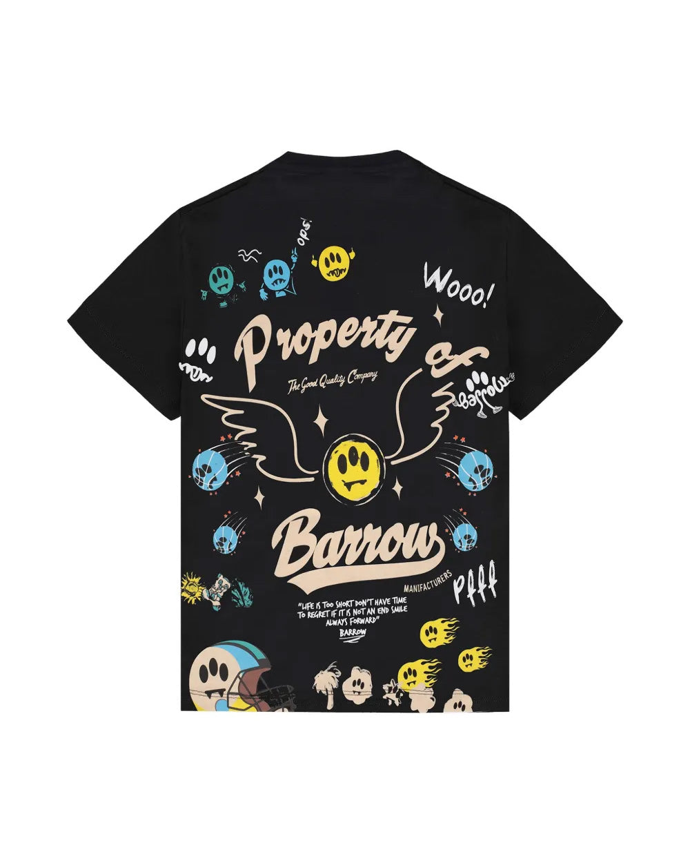 Barrow Kids t-Shirt Nero con Stampa Logo All-Over Unisex