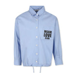 MSGM Kids Camicia Celeste con Stampa Logo per Bambine