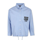 MSGM Kids Camicia Celeste con Stampa Logo per Bambine