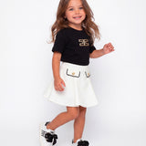 Elisabetta Franchi La Mia Bambina T-shirt Nera con Logo Effetto Metallico Oro per Neonate