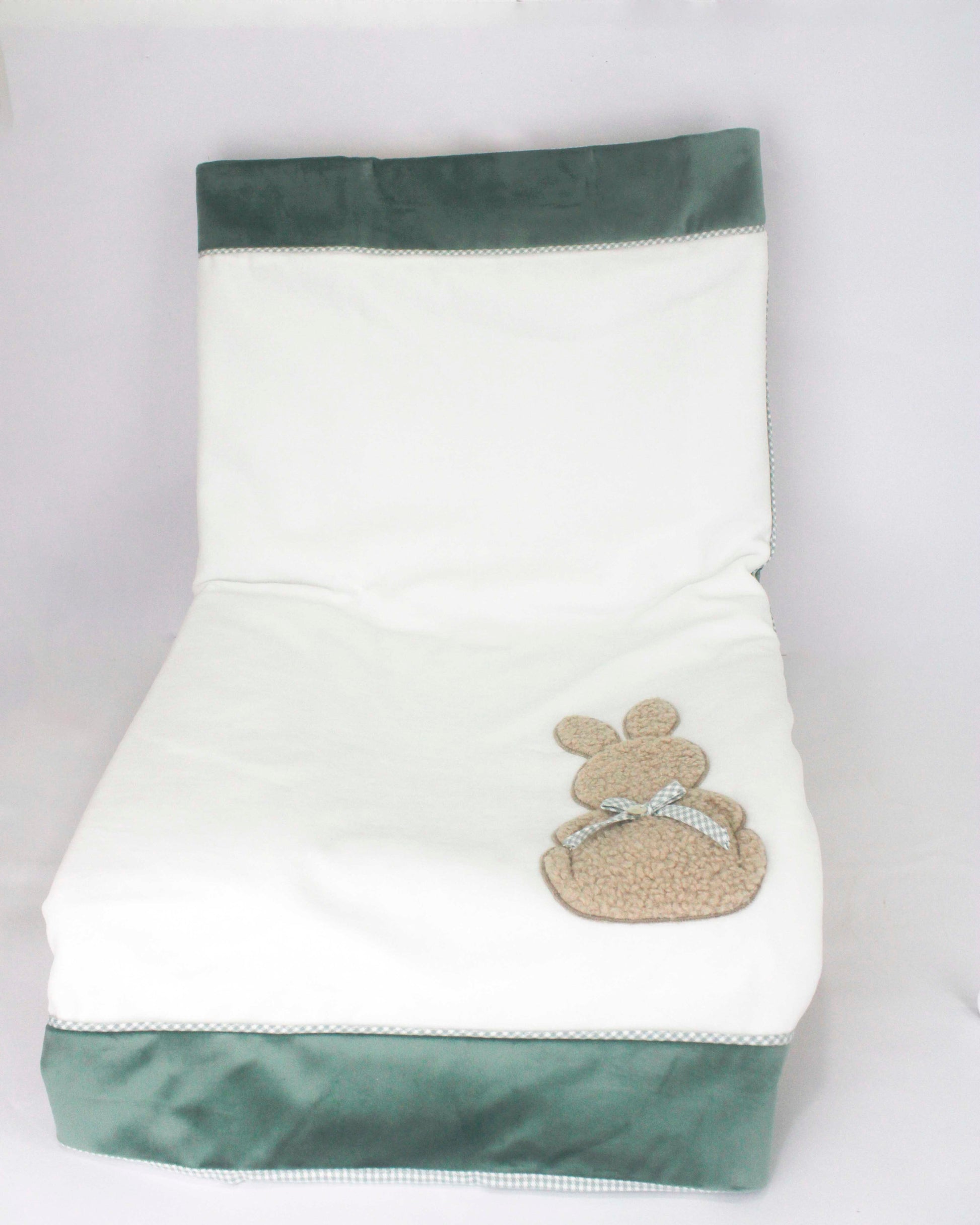 Marlu Coperta vaniglia/ verde salvia con orsetto marrone per neonate